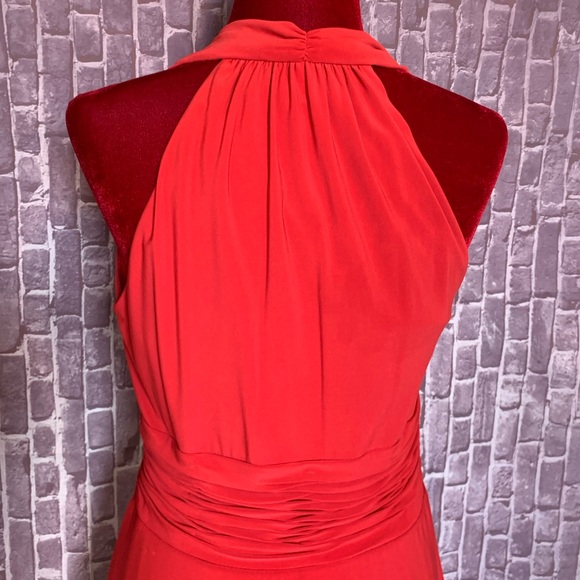 Red Tiered Jersey Halter Dress - Picture 4 of 8